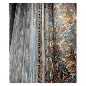 Luxury Blackout Curtains American Retro Jacquard Luxury Curtains for Living Room Design-H Embroidered Curtains