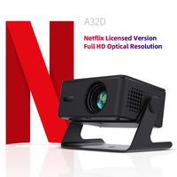 Mini projecteur portable Linux 4K 1080P Full HD Netflix 3D à courte focale avec haut-parleur HIFI Wi-Fi pour chambre, football, Smart TV CE ROHS A32D