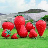 Vente directe d'usine, sculpture de fraise géante en fibre de verre imperméable, faite à la main, personnalisable, écologique, pour l'extérieur