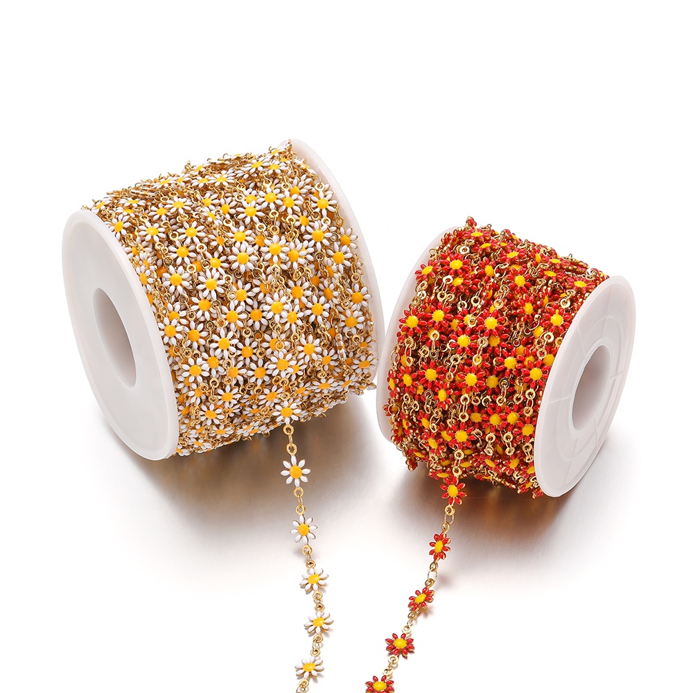 Enamel Flower Daisy Chains DIY Jewelry Supplies Handmade Accessories Necklace Bracelets Making Crafts