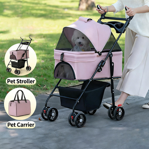 Passeggino Pieghevole Leggero <span class=keywords><strong>per</strong></span> Animali Domestici con Chiusura a Cerniera e Design Staccabile, Capacità 15kg <span class=keywords><strong>per</strong></span> Cani e Gatti di Piccola e Media Taglia - Product Image 1