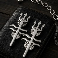 Épinglette en émail personnalisée Dark Myth Street Hobby, finition argent mat, motif Trident, gravée sur mesure, vente en gros, fabricant OEM en vrac