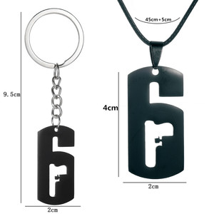 Accessoires Créatifs Arc-en-ciel pour Films et Télévision Populaires Européens et Américains Collier pendentif en alliage 6 Alloy avec chaîne en corde noire R6 et porte-clés - Product Image 3