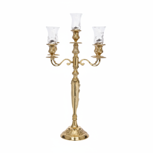 Chandelier plaqué or avec cheminée en verre, décor festive, pour décoration de mariage, maison et hôtel, spa - Product Image 1