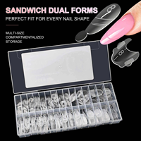140/ Lot de moules à ongles pour extensions rapides, nouvelle version, type sandwich français, double couverture complète, en ABS gradué