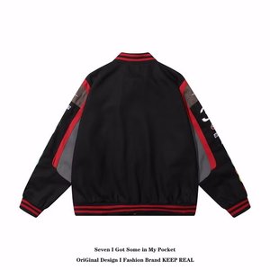 Nouvelle <span class=keywords><strong>Veste</strong></span> Universitaire Homme <span class=keywords><strong>Grande</strong></span> <span class=keywords><strong>Taille</strong></span>, Blouson Aviateur avec Grandes Poches et Lettres Brodées, Style Baseball - Product Image 4