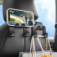 Organisateur de voiture multifonctionnel en plastique noir Micora avec logo personnalisé, crochet de fixation, support de téléphone, accroche-siège, fabriqué au Zhejiang