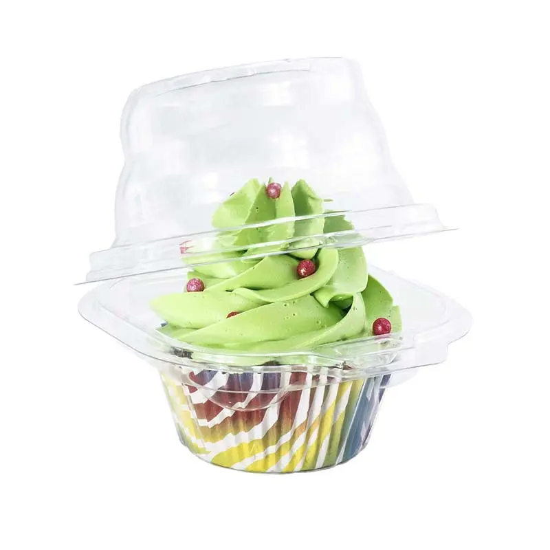 Cupcake Box Transparent Disposable 1 or 2 4 6 12 holes Food PET Cupcake Packaging XL Cake Container Mini Cupcake Paper Box