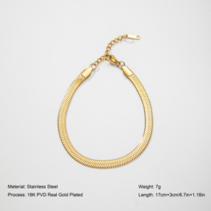 YF2945 <span class=keywords><strong>Bracciale</strong></span> a Catena <span class=keywords><strong>Sottile</strong></span> Piatta in Acciaio Inossidabile Placcato <span class=keywords><strong>Oro</strong></span> 18K, Impermeabile e Antiossidante, per Donna - Product Image 2