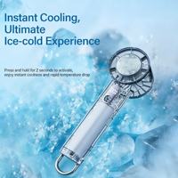 Kipas Mini Turbo Transparan Berkecepatan Tinggi Pabrik Shenzhen, Kipas Portabel & Dapat Dipakai, Kipas Genggam Mini Elektrik Dengan Pengait untuk Berkemah