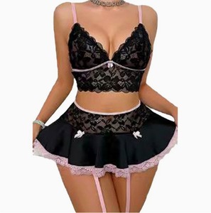 New Autumn Romantic Female <b>Sexy</b> Underwear Nightclub Temptation Party Lace Milk Silk Stitching Lingerie Two-piece <b>Set</b> - Product Image 4