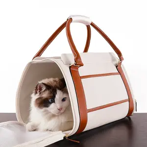 Pet Bag Outdoor Dog Bags Travel Pet Leather Stripe Breathable Cat Carrier Colorful Handbag Easy Carry Pet Cages Print