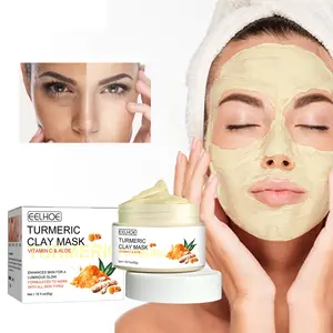 Turmeric mud facial mask for facial rejuvenation, deep cleaning, acne removing, moisturizing, brightening, and pore shrinking