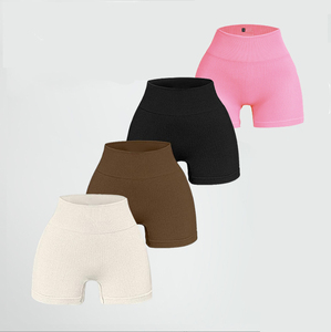 Shorts de sport sans couture côtelés Embody pour femme, taille haute, en nylon, pour fitness et gym - Product Image 1