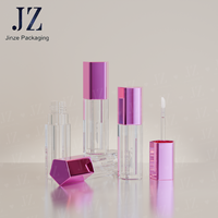 Jinze Pentagon Violet Brillant à Lèvres Tubes transparents Vide Lips Gloss 7ml Brush Wand