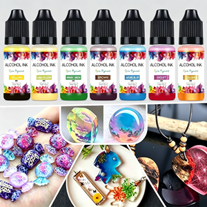 Ensemble d'encres alcoolisées métallisées scintillantes pour l'art 3D, diffusion d'encre pour projets d'art en résine, couleurs fluide vibrantes haute densité - Product Image 1
