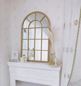 Retro appesa a muro decorativo bagno specchio piano stile europeo vecchio ferro battuto parete oro metallo cornice specchio - Product Image 5