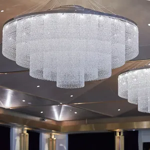 Personalizzato Hotel hall Villa ingegneria modello creativo lampada grande cerchio moderna luce di cristallo lampadario a catena soffitto di lusso