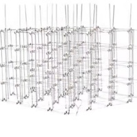 Lámpara de Araña Cuadrada Personalizada de Acero Inoxidable con Cubos de Cristal, Altura Ajustable, Múltiples Cabezales, LED E12 Regulable para Salones de Banquetes