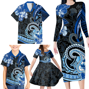 MOQ bajo Cómodo Elegante Patrón polinesio Familia Vestidos a juego Vestido ajustado sexy Traje de festival de manga larga - Product Image 1