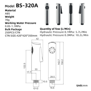 Ensemble de pulvérisateur de bidet portatif personnalisé de qualité supérieure, mitigeur Shattaf gris ABS avec <span class=keywords><strong>tuyau</strong></span> pour toilettes - Product Image 4