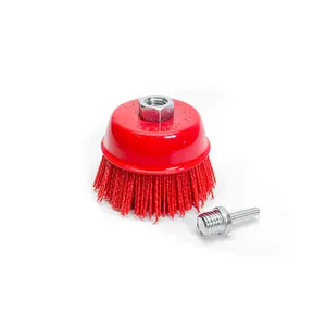 3Pcs 3Inch Nylon Filament Abrasive Wire Cup Brush Kit with 1/4 Inch ,  Include Fine Medium Coarse Grit Removal Rust 