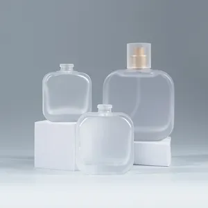 100ml empty frosted flat classic perfume bottle popular glass perfume bottle with self crimp