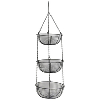 Organisateur de fruits et légumes, panier en fil métallique, rangement suspendu, panier à fruits à 3 niveaux avec porte-bananes