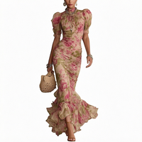 Robes longues sans manches grande taille pour femme, taille haute, coupe ajustée, imprimé floral élégant, décontractées pour le printemps et l'été, idéales pour les vacances