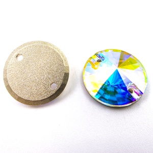 Piedras de Cristal Sueltas Rivoli de 16 mm, Cristal <span class=keywords><strong>AB</strong></span> para Coser, con <span class=keywords><strong>2</strong></span> Agujeros, Topacio 5A, la Mejor Calidad, 12 Facetas, Forma Elegante - Product Image 3