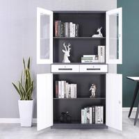 Armoire de classement en acier verrouillable à 2 tiroirs et 2 portes, étagère réglable, armoire de rangement de documents de bureau
