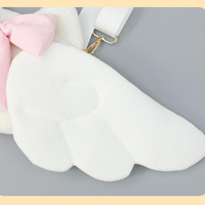 Zaino B969 con Ali d'Angelo Cartoon, Carino Zaino in Peluche per Bambini, Borsa Scolastica con Fiocco, Zaino Morbido Bianco - Product Image 2