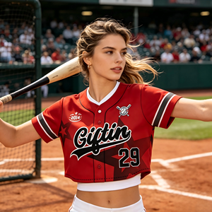 Unisex Crew Neck Cropped Color <b>Block</b> Baseball Jersey Custom Logo Print Flag 100% Polyester Anti-Bacterial Quick Dry Breathable - Product Image 6