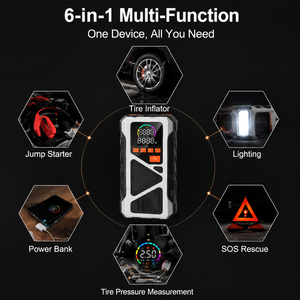 Portable Jump Starter Tire Inflator 120W Air Compressor 14.8V Digital Gauge LED Light Power Bank <b>Car</b> Emergency Tool OEM ODM Kit - Product Image 3