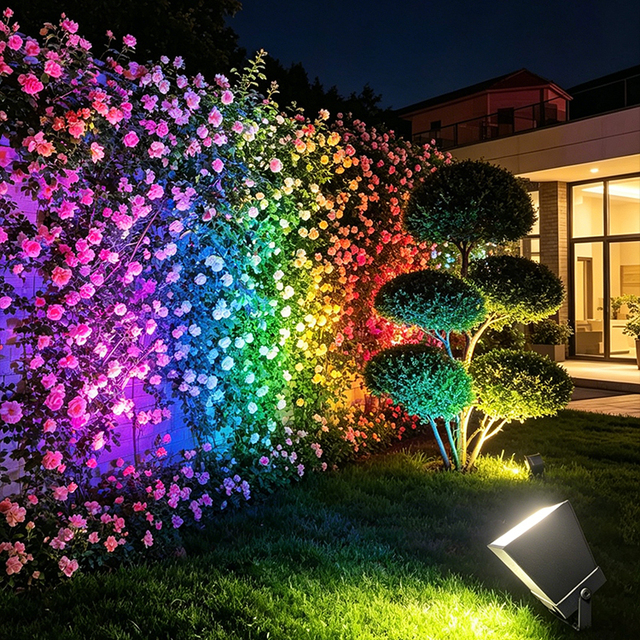 RGBW LED Tree Floodlight Outdoor Landscape Wall Washing for Building Large Garden Trees Cast Decoration Lighting
