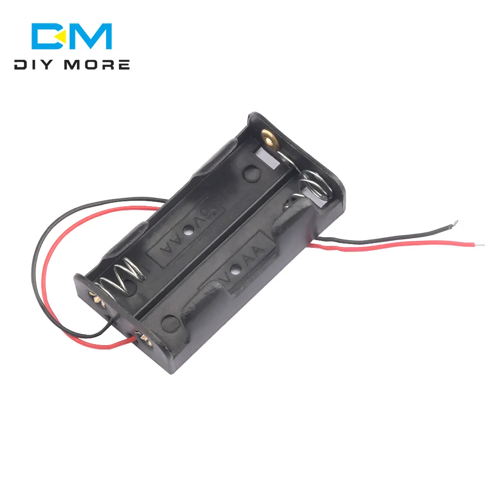 Plastic battery Holder Battery Storage Case Box For 2xAA 3V with 2 wire leads