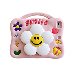 2026 Hand Stand Flower Silicone <b>Tablet</b> Case for iPad Air 7 8 9 Gen 6 10. 9 A16 11 Pro Inch Butterfly Smile <b>Holder</b> Cartoon cover - Product Image 1
