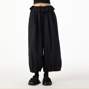 Pantalon <span class=keywords><strong>Ballon</strong></span> en Papier Taille Haute à Volants et Jambes Larges Longueur 9/10 Marron Chocolat pour Femme – Collection Été 2026 (Vente en Gros) - Product Image 5
