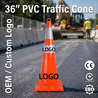 Cône de signalisation routière SMT toutes saisons 90 cm en PVC, réflecteur prismatique haute intensité certifié EN13422, orange vif, pour la sécurité routière