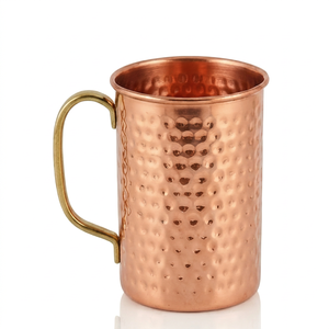 Mug Moscow Mule en cuivre martelé artisanal 16 oz, tasse à double paroi avec poignée pour la maison, les fêtes, les bars et les clubs, idéal pour la table à manger - Product Image 1