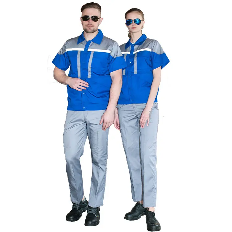 סרבל Workwear בטיחות קציני עבודה אחיד כולל חליפת רכב לשטוף קצר שרוול בגדי עבודת חליפה