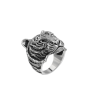 Bagues pour hommes en argent 925 plaqué rhodium, motif tête de tigre stylisé, style Hip Hop Punk robuste, avec zircon cubique, livraison 20-25 jours