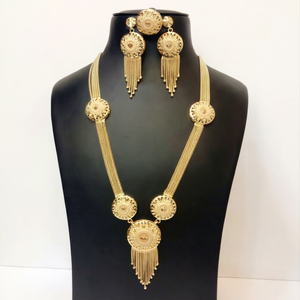 Conjunto de Collar y Pendientes con Borlas Vintage Chapados en Oro de 24K para Mujer, Joyería de Fiesta, Accesorios de Moda de Latón - Product Image 1