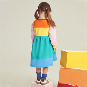 <span class=keywords><strong>Robe</strong></span> <span class=keywords><strong>sweat</strong></span> pour filles automne hiver personnalisée à manches longues en coton pour enfants tenue décontractée patchwork robes de filles pour enfants - Product Image 3