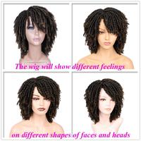 HANNE Perruque synthétique courte torsadée style dreadlocks pour femmes et hommes noirs, bouclée afro (1B/30) # )