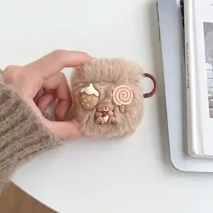 Hot selling 3D cute plush bear design headphones for Airpods Pro Winter warm plush for Airpods 1/2/3