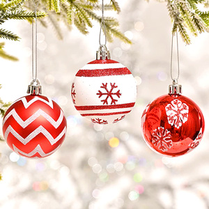 Boules de Noël personnalisables en plastique incassable de 6 cm/30 cm, rouges/argentées, peintes à la main, décorations suspendues pour arbre de Noël, mariage, fête - Product Image 2