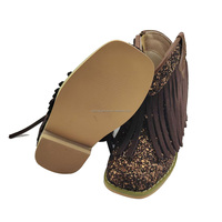 Bottes d'hiver pour filles en PU scintillant de haute qualité, couleur personnalisée, semelle en caoutchouc, avec pompon