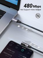 Kabel USB C UGREEN Sudut Kanan 60W 3A Kabel USB C ke USB C 90 Derajat untuk iPhone 15 Series Pengisian Cepat 60W