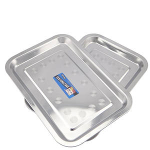 Bandeja rectangular para asar de acero inoxidable Zhongte de 39.5x29.5cm, juego para parrilla de barbacoa y bandeja para condimentos - Product Image 2